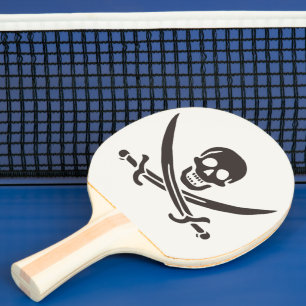Raquette De Ping Pong Épées de crâne en obsidienne Drapeau de pirate de