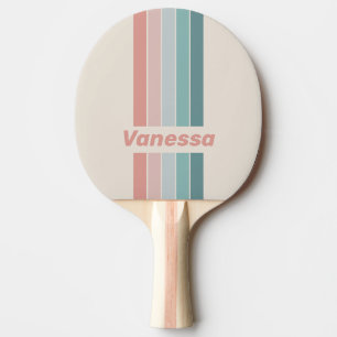 Raquette De Ping Pong Épingle vintage coquillage tendre rayée avec nom
