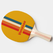 Raquette De Ping Pong Épinglette Moutarde Rétro Rayée avec Nom (Côté)