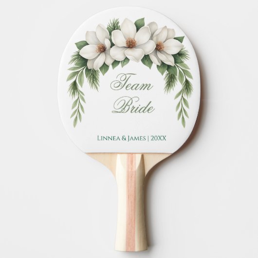 Raquette De Ping Pong Équipe Mariée Groom Magnolia Mariage d'hiver Pine (Devant)