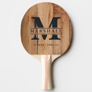 Raquette De Ping Pong Érable brut Monogramme & Superposition de nom