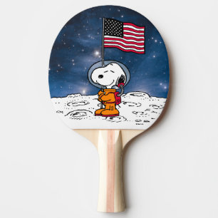 Raquette De Ping Pong ESPACE Snoopy avec astronaute du drapeau