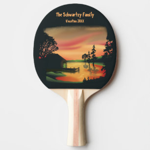 Raquette De Ping Pong Etang vintage coucher de soleil ponton échapper ve