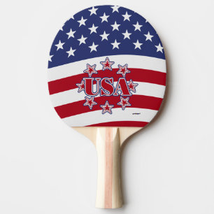 Raquette De Ping Pong États-Unis avec les étoiles et drapeau américain