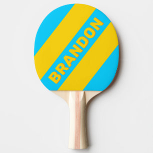 Raquette De Ping Pong Été Rétro Plage Rayures Gras avec Nom