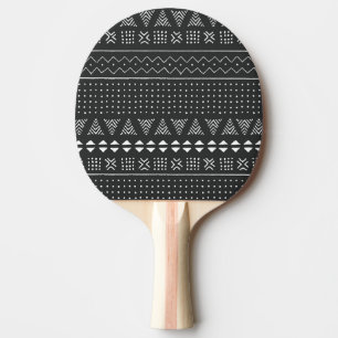 Raquette De Ping Pong Ethnie tribale : motif noir blanc.