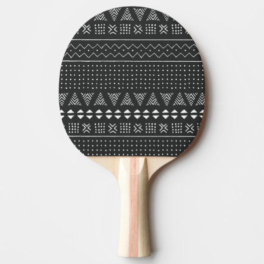 Raquette De Ping Pong Ethnie tribale : motif noir blanc. (Devant)