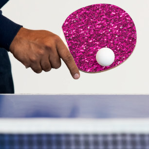 Raquette De Ping Pong Étincelles fausses paillettes rose chaud