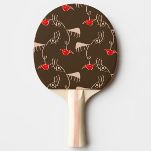 Raquette De Ping Pong Face de femme à une ligne : motif abstrait.