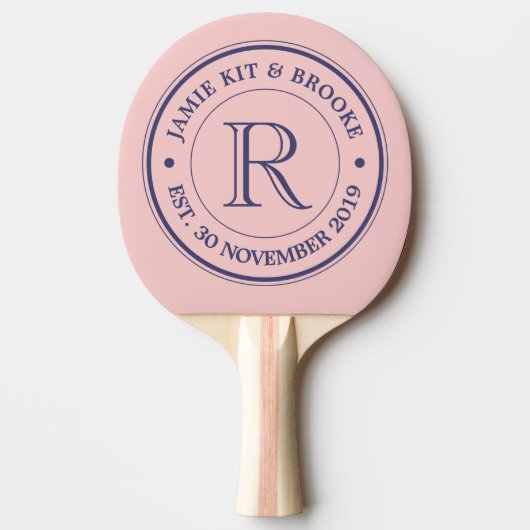 Raquette De Ping Pong Faites votre propre Rose Quartz rose Logo Monogram (Devant)