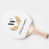 Raquette De Ping Pong Famille d'or blanc monogramme nom laurier couronne (Côté)