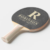 Raquette De Ping Pong Famille Pierre Ardoise Foncée Nom & Initiale (Devant Angle)