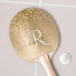 Raquette De Ping Pong Faux Gold brossé Parties scintillant métallique Im<br><div class="desc">Personnalisez facilement ce design chic et branché de pingpong avec une jolie parties scintillant dorée brillante sur un arrière - plan métallique brossé à l'or.</div>