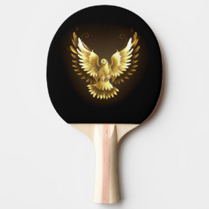 Raquette De Ping Pong Faux Gold Foil Peace Dove en noir