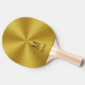 Raquette De Ping Pong Faux Gold Nom & Monogramme (Côté)