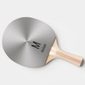 Raquette De Ping Pong Faux moderne Silver Nom & Monogramme (Côté)
