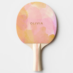 Raquette De Ping Pong Faveur de fête de bachelorette aquarelle rose jaun
