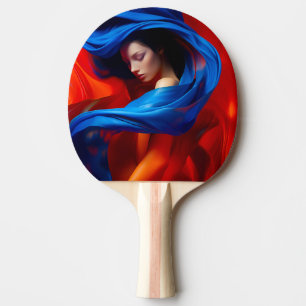 Raquette De Ping Pong Femme avec Voile bleu Cobalt sur arrière - plan or