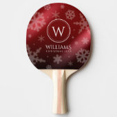 Raquette De Ping Pong Festif Red Foil Snowflakes Nom du monogramme (Devant)