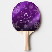 Raquette De Ping Pong Festif Violet Foil Snowflakes Nom du monogramme (Devant)