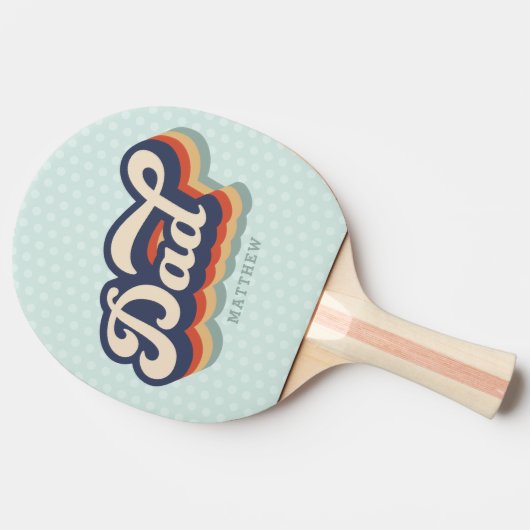 Raquette De Ping Pong Fête des pères de nom personnalisé Retro Papa (Côté)