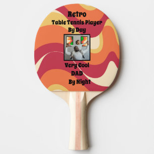Raquette De Ping Pong Fête des pères rétro Motif psychédélique avec phot