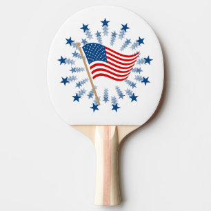 Raquette De Ping Pong Feu d'artifice Drapeau Américain 4 juillet