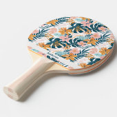 Raquette De Ping Pong Feuilles Fleurs Tropicales Boho (Devant Angle)