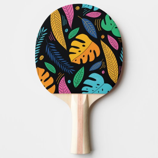 Raquette De Ping Pong Feuilles tropicaux modernes : arrière - plan sans  (Devant)