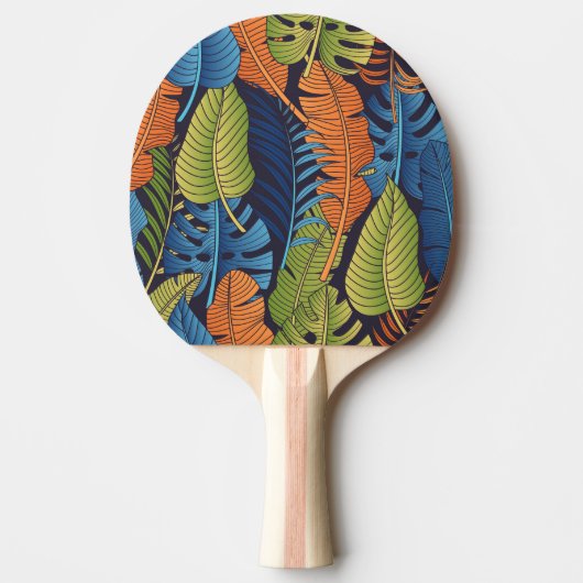 Raquette De Ping Pong Feuilles tropicaux, motif sans couture fleurie. (Devant)