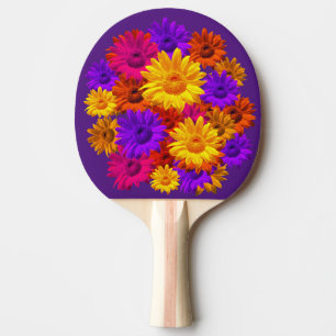 Raquette De Ping Pong Fille de tournesol brillant et coloré Hippie