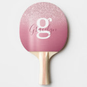Raquette De Ping Pong Fille Glam Rose Parties scintillant rose Monogramm (Devant)