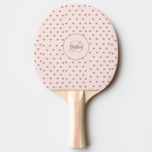 Raquette De Ping Pong Fille Monogramme Cool rose avec nom (Devant)