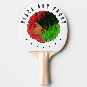 Raquette De Ping Pong Fille noire panafricaine femme rouge vert fierté a