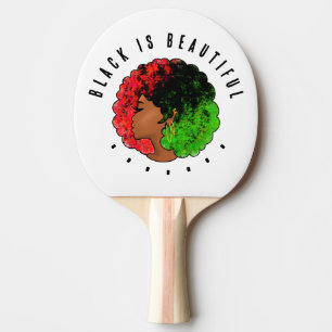 Raquette De Ping Pong Fille noire panafricaine femme rouge vert fierté a