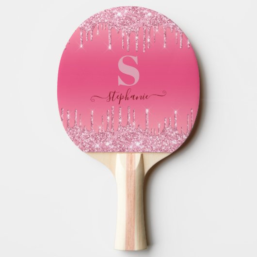Raquette De Ping Pong Fille rose étincelle Parties scintillant Monogramm (Dos)