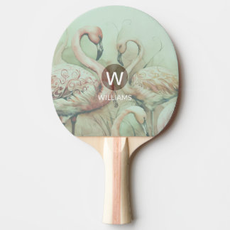 Raquette De Ping Pong Flamant rose Monogramme personnalisé