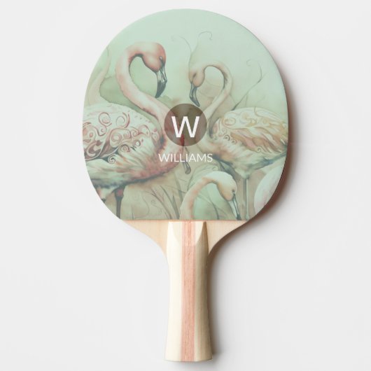 Raquette De Ping Pong Flamant rose Monogramme personnalisé (Devant)