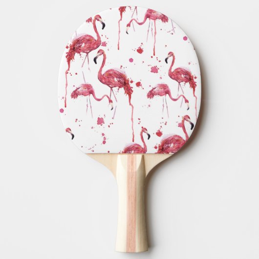 Raquette De Ping Pong Flamant rose motif aquarelle, design dynamique. (Devant)