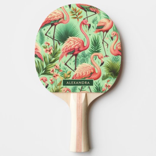 Raquette De Ping Pong Flamants roses roses vintages (Devant)