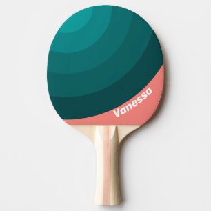 Raquette De Ping Pong Flamingo Aqua Cercle Rayé avec Nom