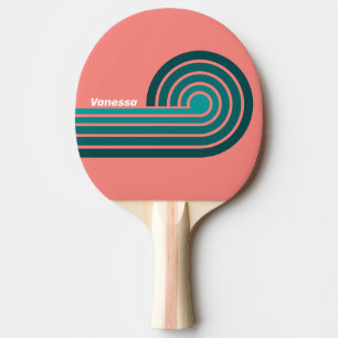 Raquette De Ping Pong Flamingo Aqua Curl Rayures avec Nom