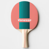 Raquette De Ping Pong Flamingo Aqua Rayures avec Nom (Dos)