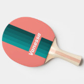 Raquette De Ping Pong Flamingo Aqua Rayures avec Nom (Côté)