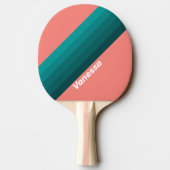 Raquette De Ping Pong Flamingo Rayures Aqua avec Nom (Dos)