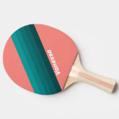 Raquette De Ping Pong Flamingo Rayures Aqua avec Nom (Côté)