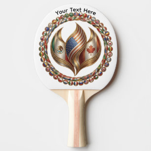 Raquette De Ping Pong Flamme de l'unité internationale avec emblème de d