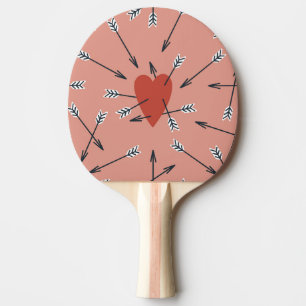 Raquette De Ping Pong Flèches de coeur faites main.