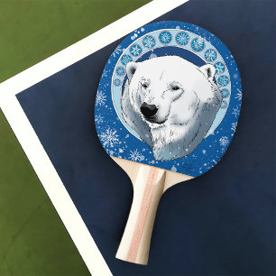 Raquette De Ping Pong Flèches de neige Ours Polaire Art Nouveau