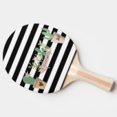 Raquette De Ping Pong Fleur de cactus Blancs noirs (Côté)